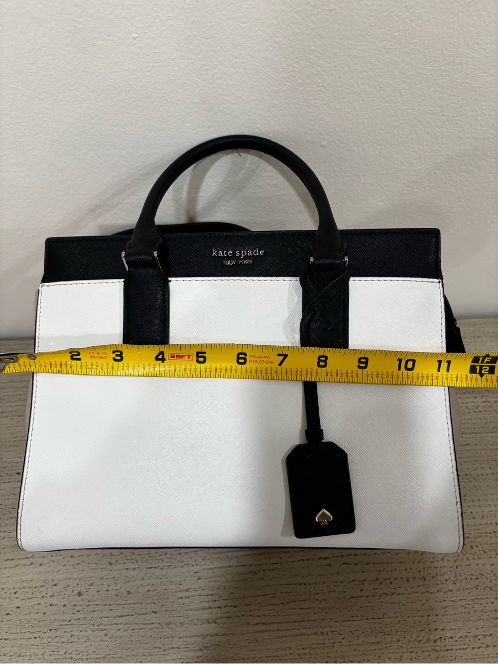 kate spade Two-Tone Satchel in White, Black and Taupe - Picture 12 of 14